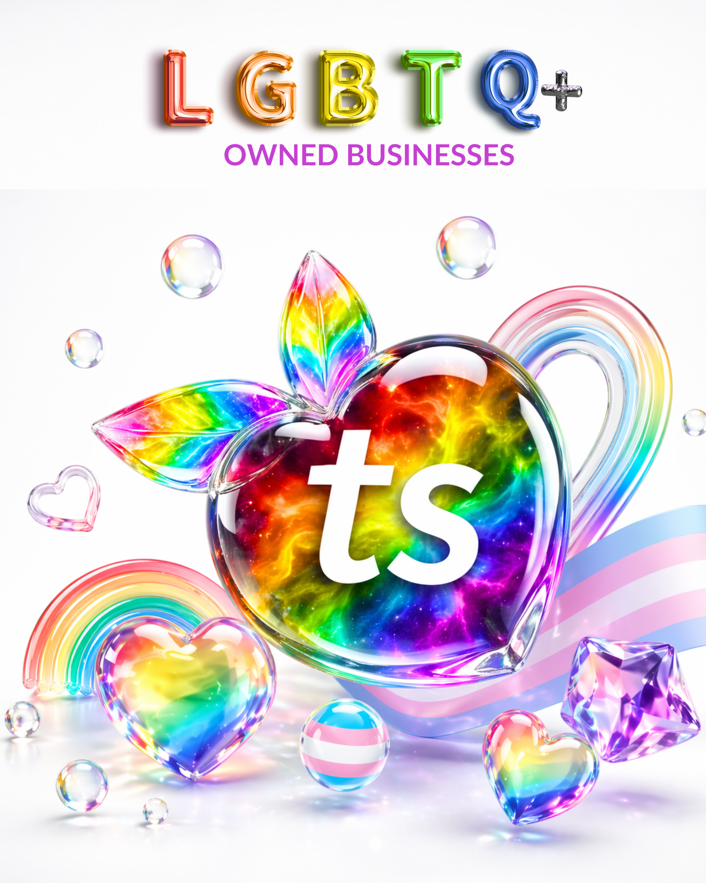 LGBTQ+ owned businesses artwork with a colorful tsgabrielle® mark