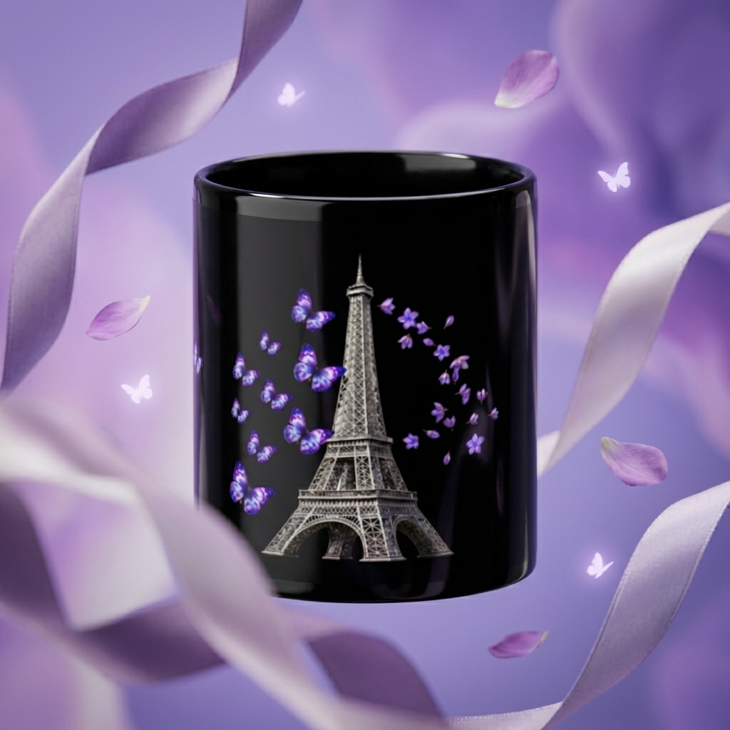 tsgabrielle® • París - La Torre Eiffel • Taza Brillante • Negra • Cerámica • 2 Tamaños - View 7