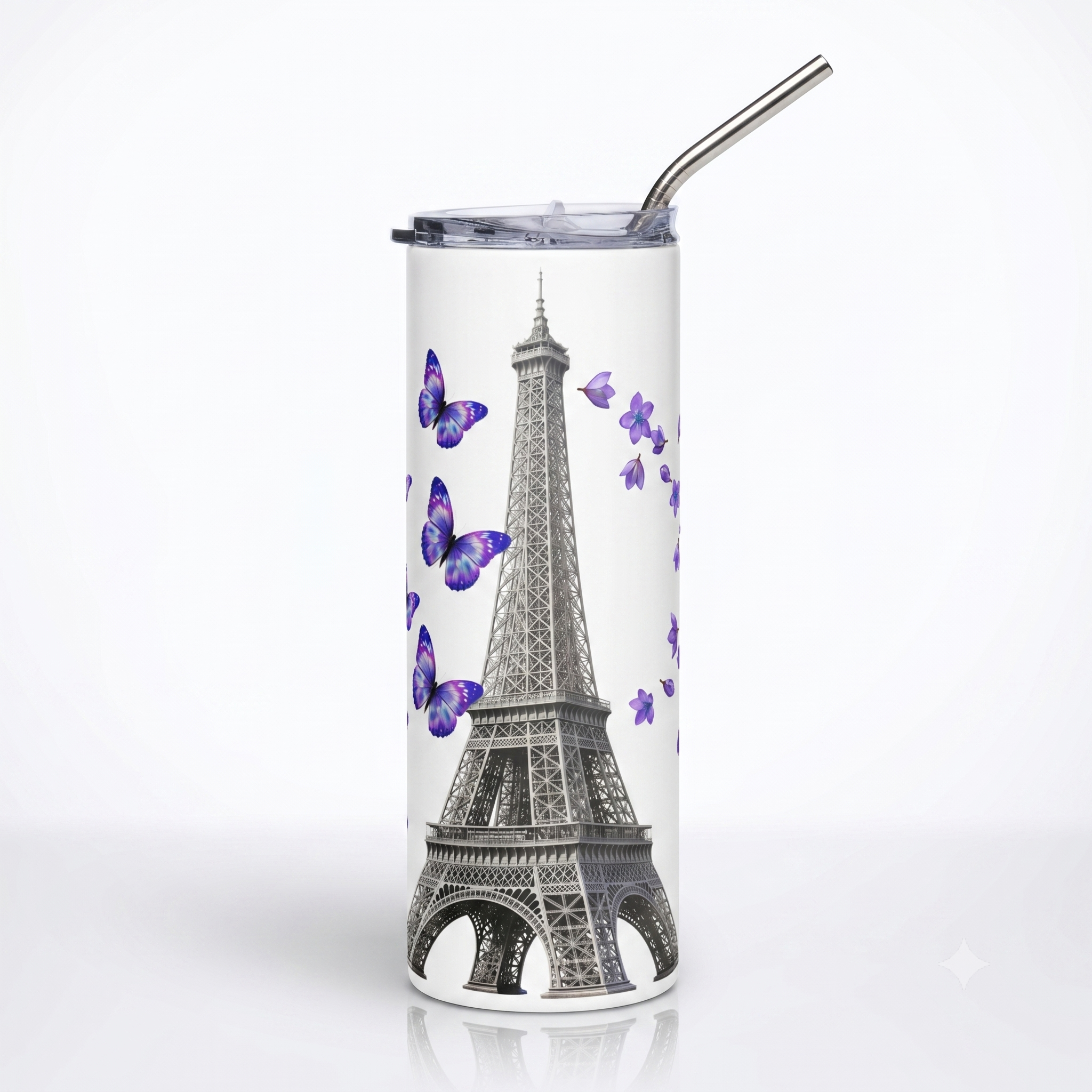 tsgabrielle® • París - La Torre Eiffel • Vaso • Acero Inoxidable • Blanco • 20 oz