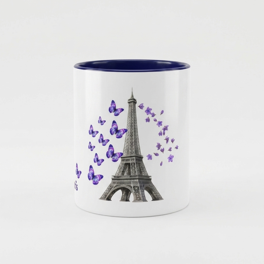 tsgabrielle® • París - La Torre Eiffel • Taza con Color Interior • Cerámica • 11 oz