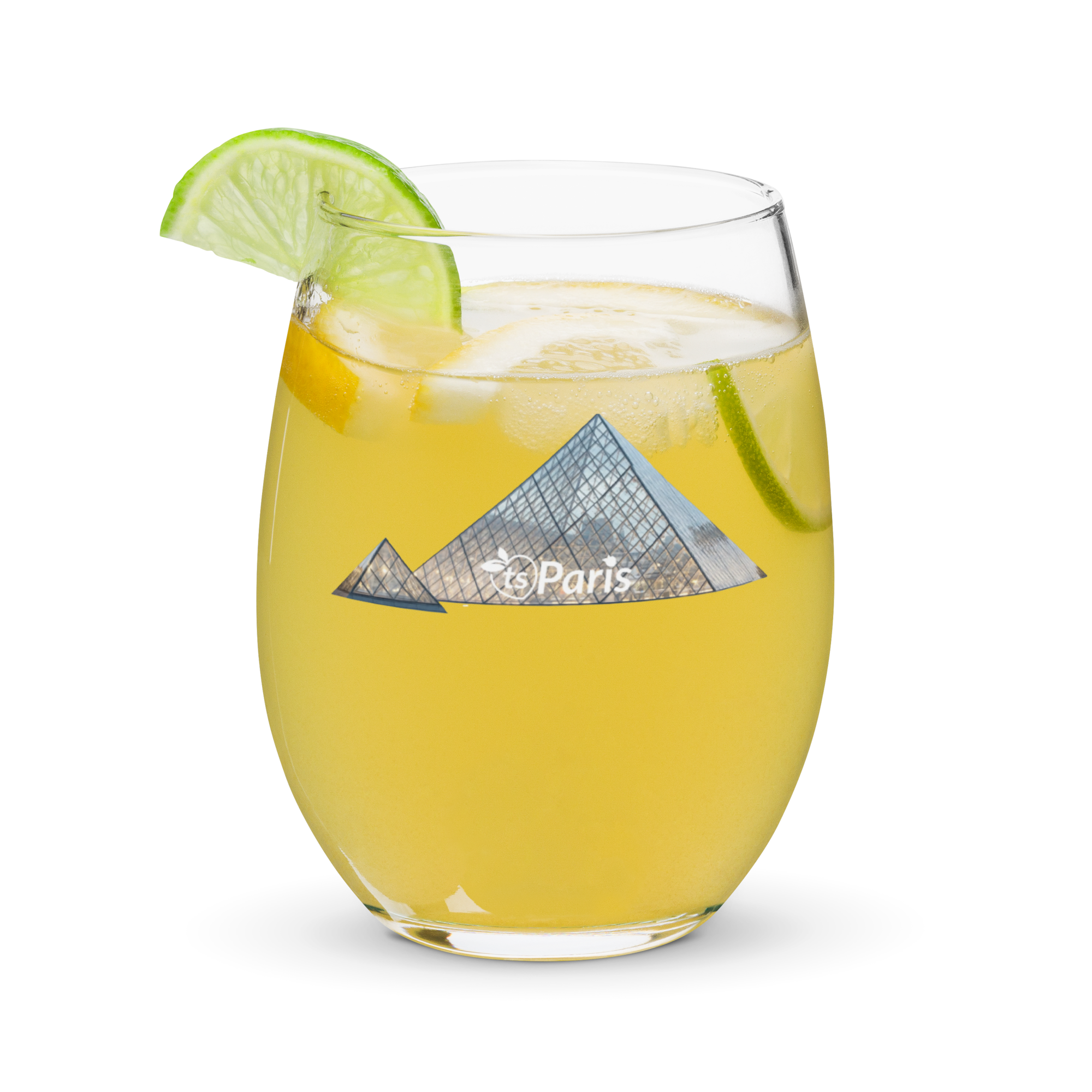 tsgabrielle® • París – La Pirámide del Louvre • Copa de Vino sin Tallo • 15 oz - View 5