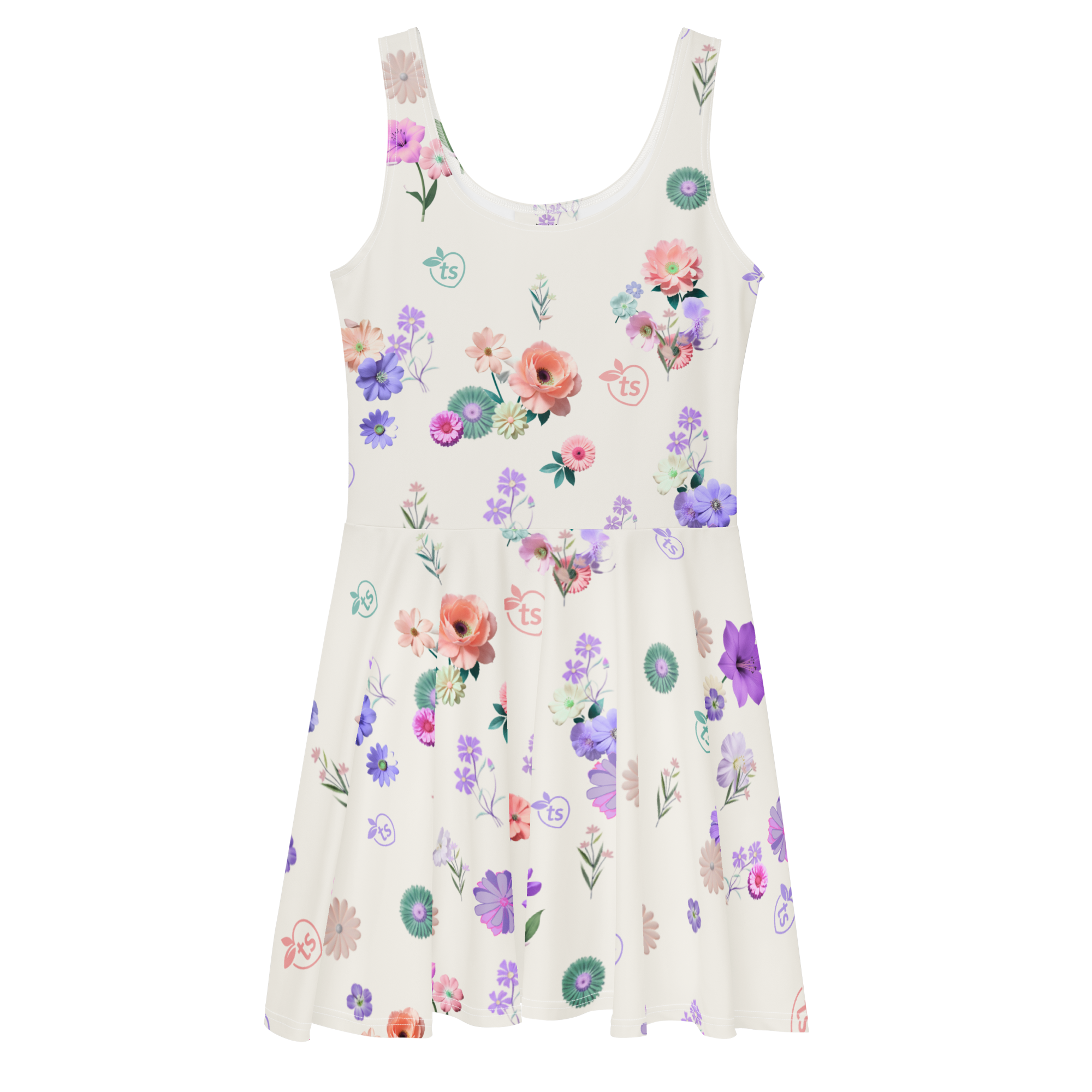 tsgabrielle® • Para Ella • TransFLOWer™ • Vestido tipo skater • Blanco