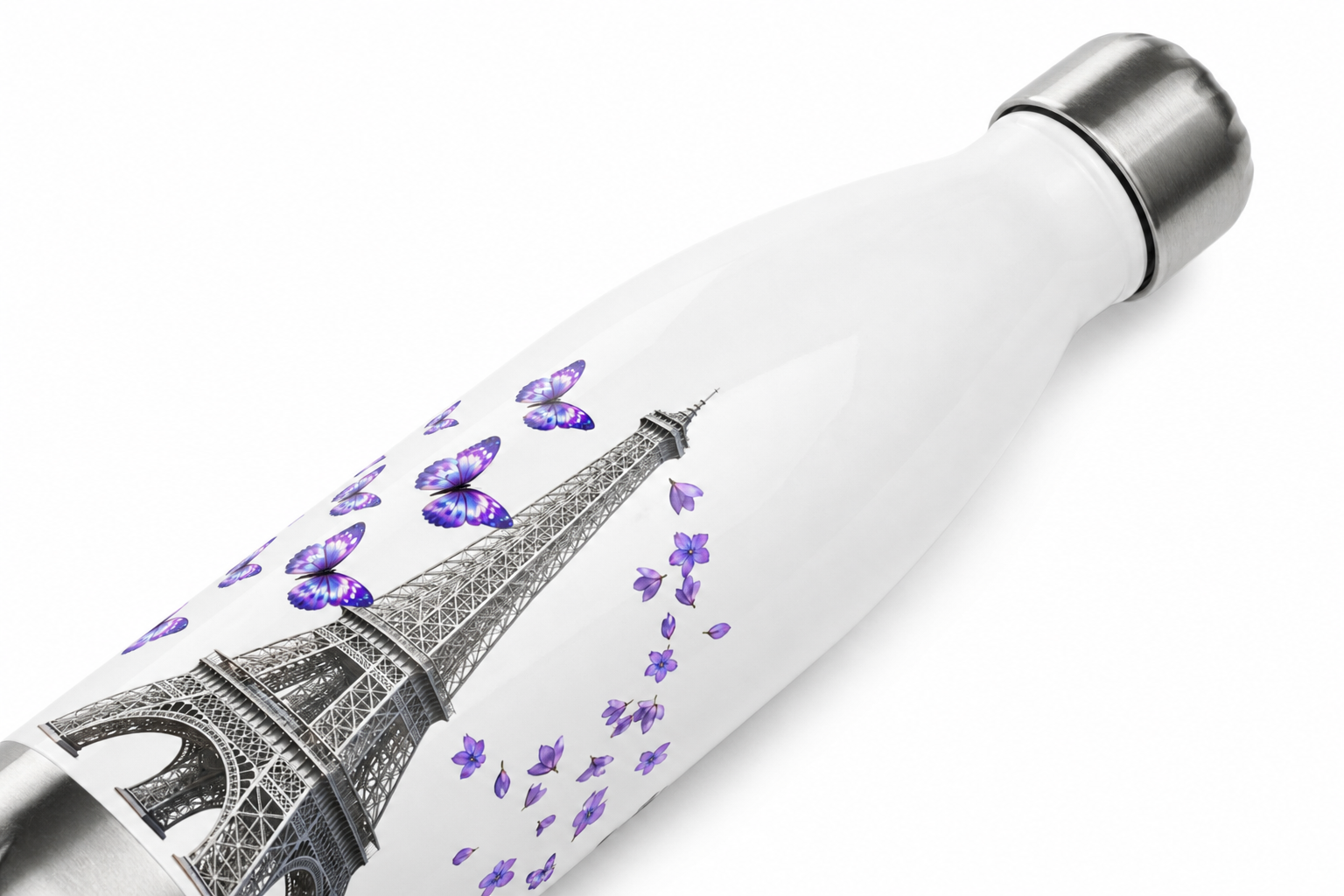 tsgabrielle® • París - La Torre Eiffel • Botella de agua • Blanco • Acero inoxidable • 17 oz - View 11