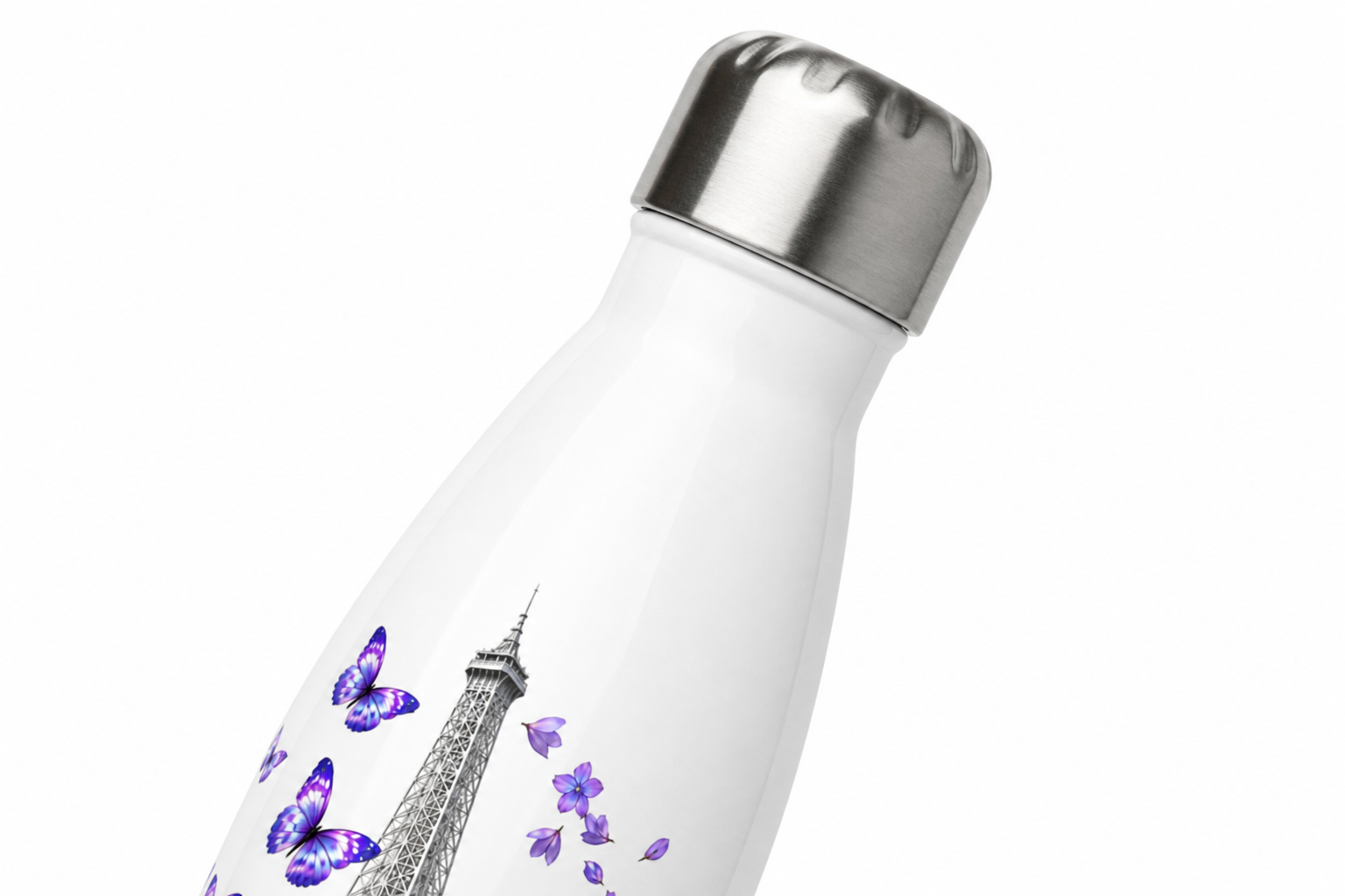 tsgabrielle® • París - La Torre Eiffel • Botella de agua • Blanco • Acero inoxidable • 17 oz - View 5