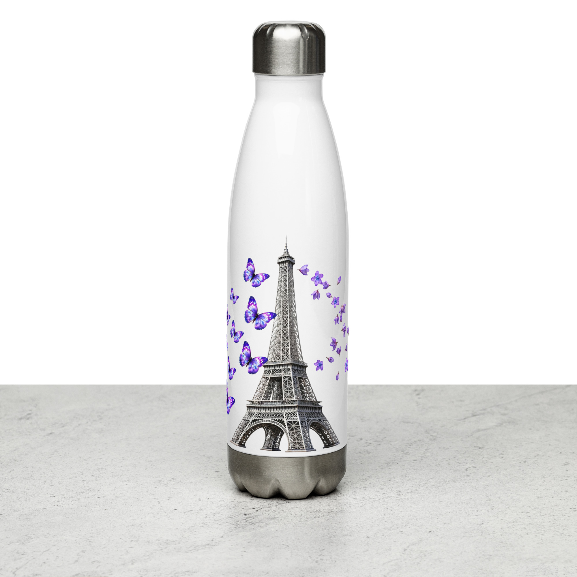 tsgabrielle® • París - La Torre Eiffel • Botella de agua • Blanco • Acero inoxidable • 17 oz - View 7