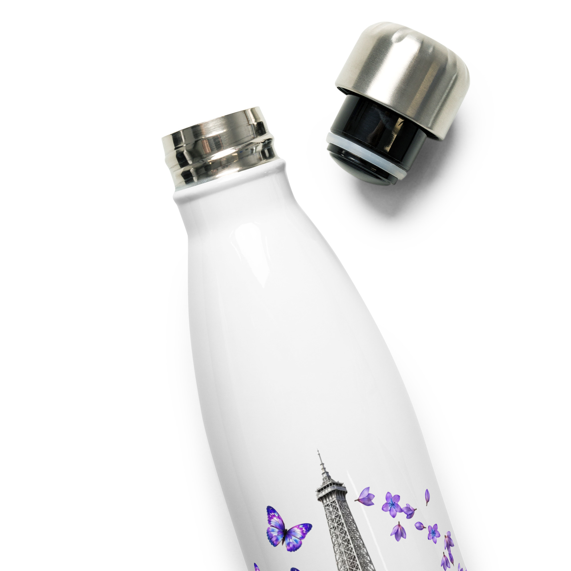 tsgabrielle® • París - La Torre Eiffel • Botella de agua • Blanco • Acero inoxidable • 17 oz - View 6