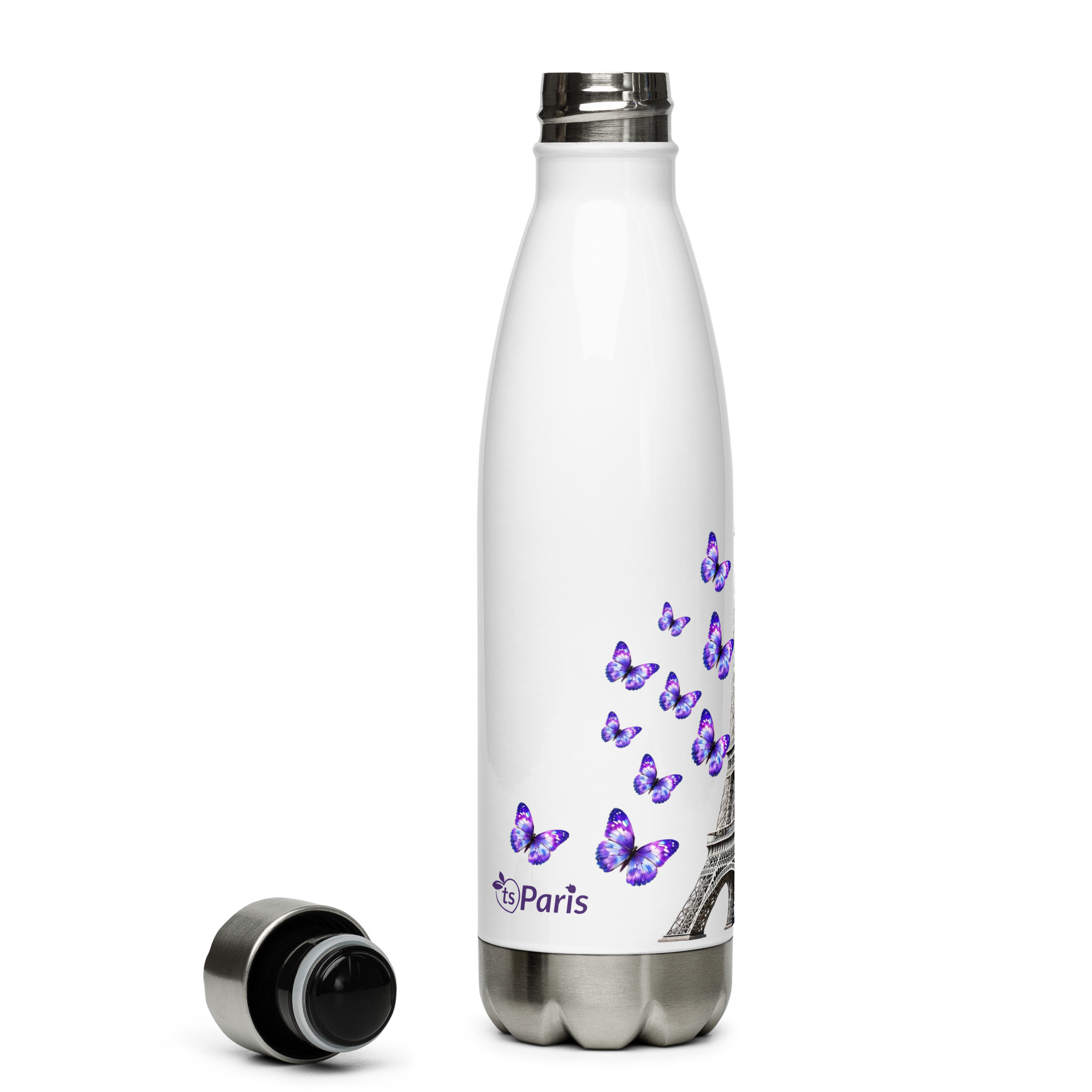 tsgabrielle® • París - La Torre Eiffel • Botella de agua • Blanco • Acero inoxidable • 17 oz - View 10