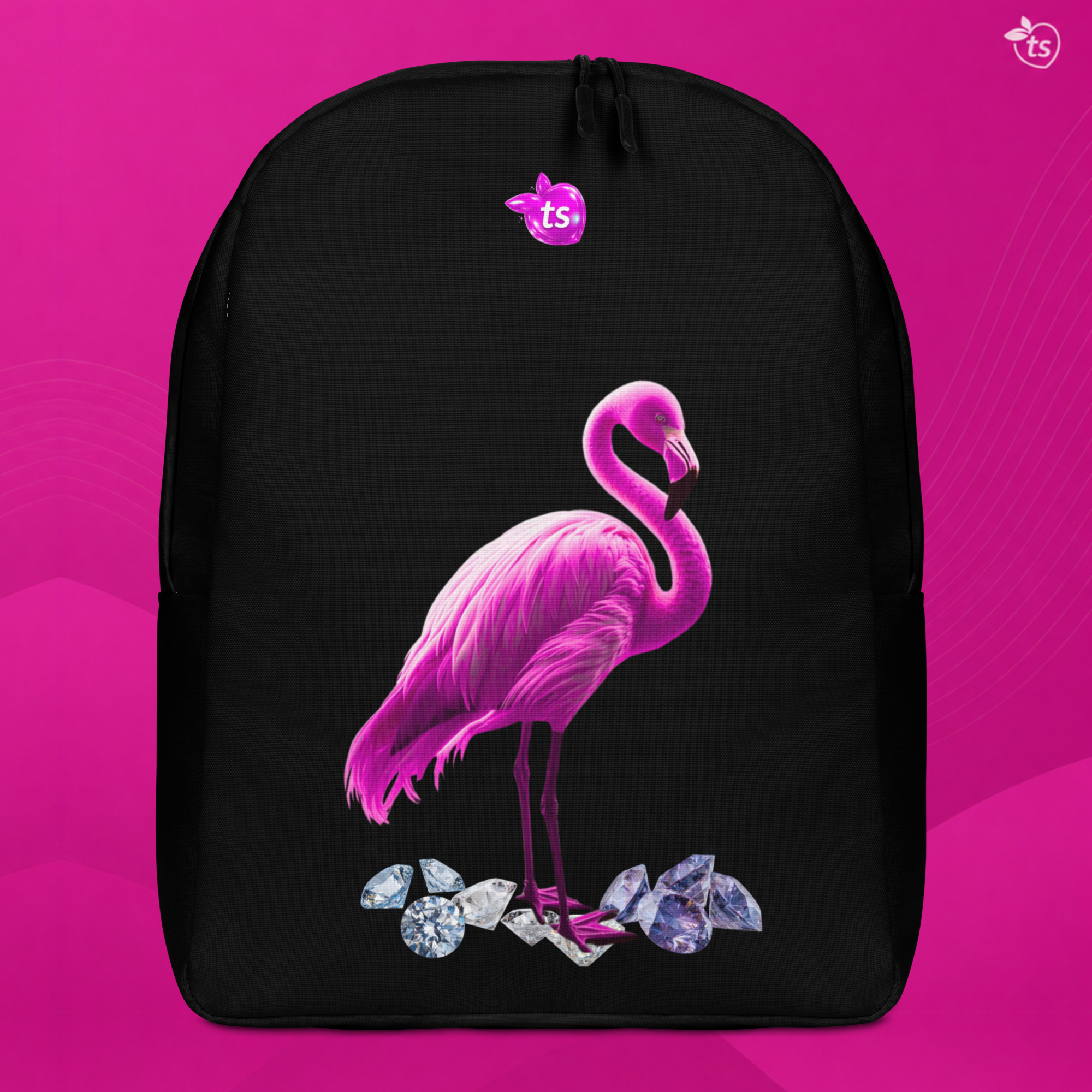 tsgabrielle® • Flamant Rosa • Mochila Minimalista • Negro